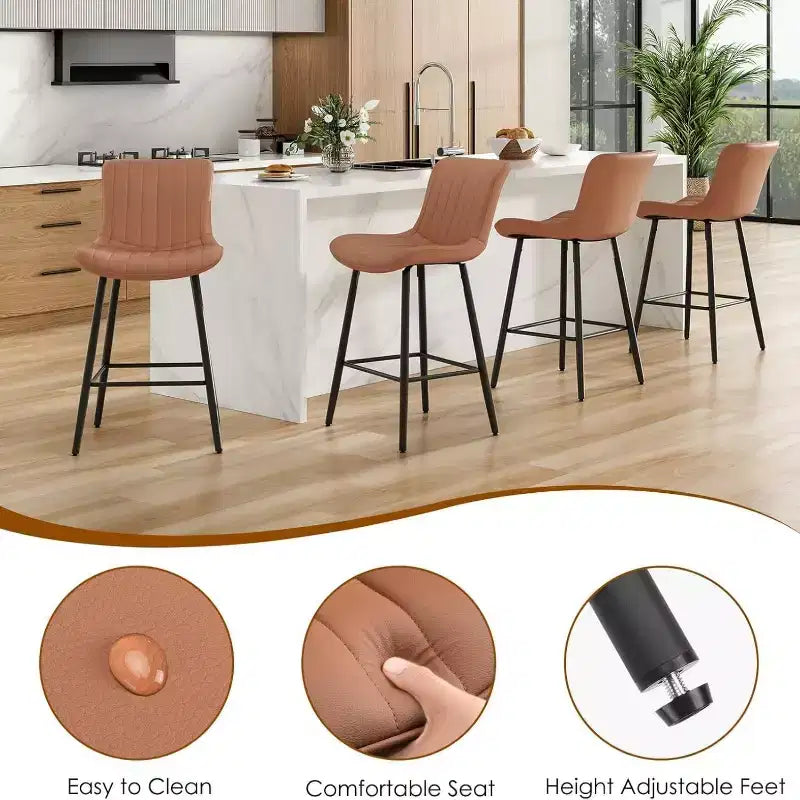 Sgabelli da Bar in Pelle Marrone ad Altezza Bancone Sgabelli Moderni da Bancone per Sala da Pranzo e Isole Cucina