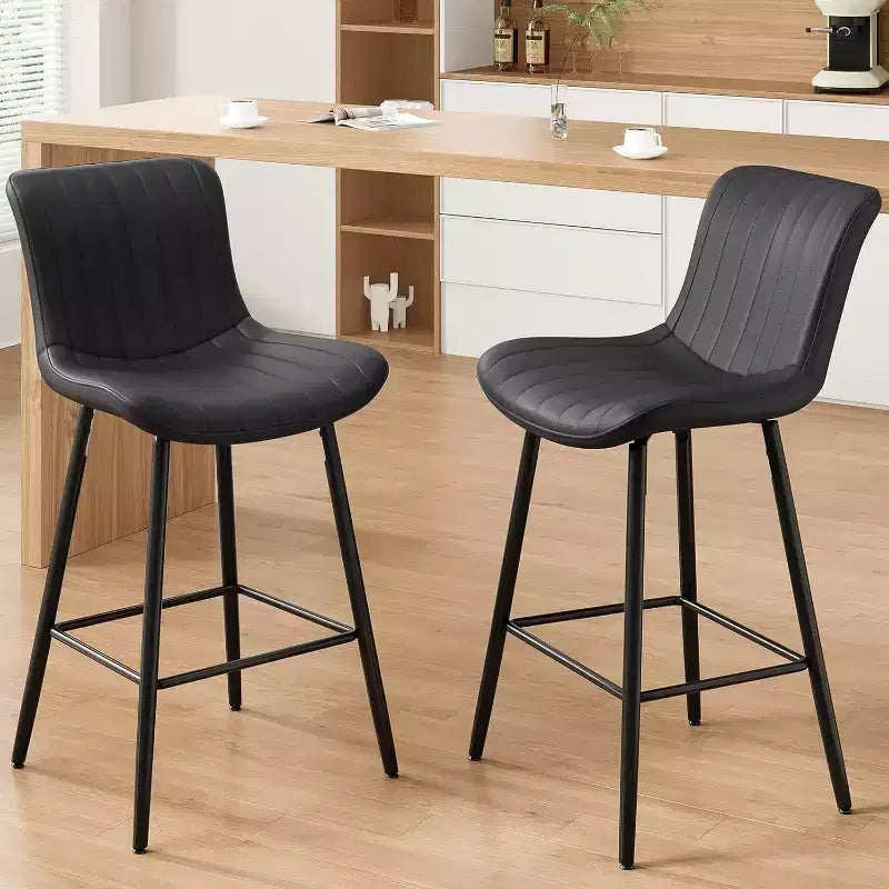 Sgabelli da Bar in Pelle Marrone ad Altezza Bancone Sgabelli Moderni da Bancone per Sala da Pranzo e Isole Cucina