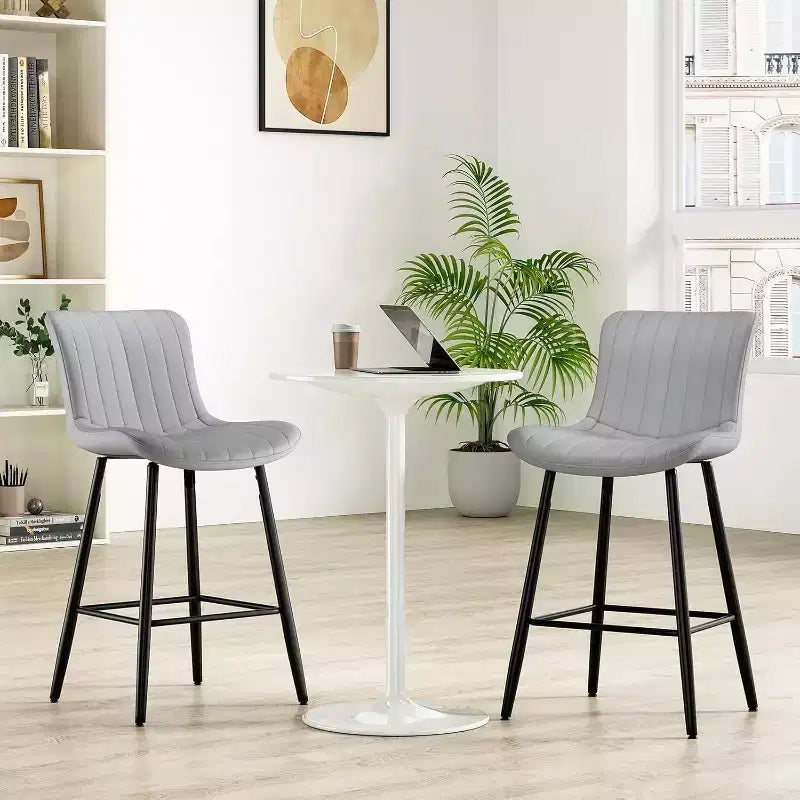 Sgabelli da Bar in Pelle Marrone ad Altezza Bancone Sgabelli Moderni da Bancone per Sala da Pranzo e Isole Cucina