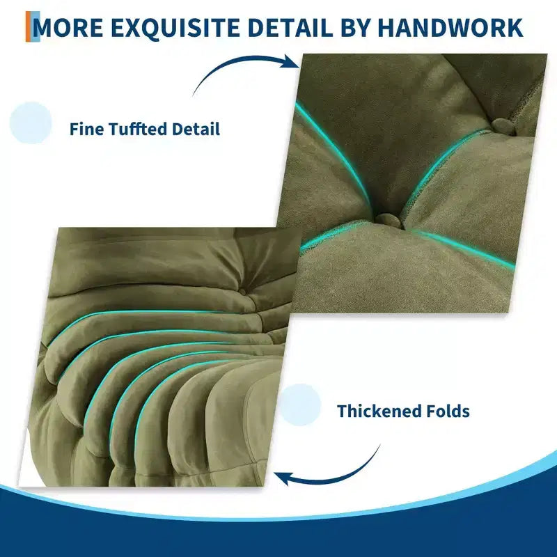 Poltrone a sacco trapuntate a mano da 90 cm, divanetto in memory foam impermeabile senza cuciture con capacità di 408 kg per soggiorno e camera da letto