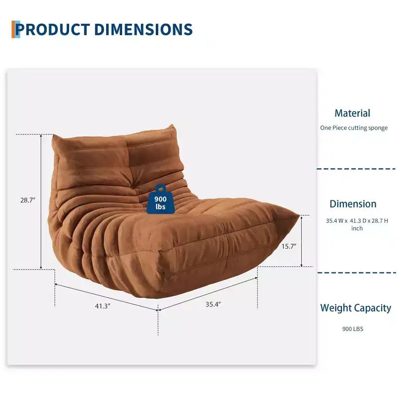 Poltrone a sacco trapuntate a mano da 90 cm, divanetto in memory foam impermeabile senza cuciture con capacità di 408 kg per soggiorno e camera da letto