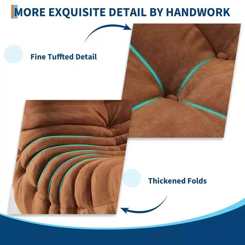 Poltrone a sacco trapuntate a mano da 90 cm, divanetto in memory foam impermeabile senza cuciture con capacità di 408 kg per soggiorno e camera da letto