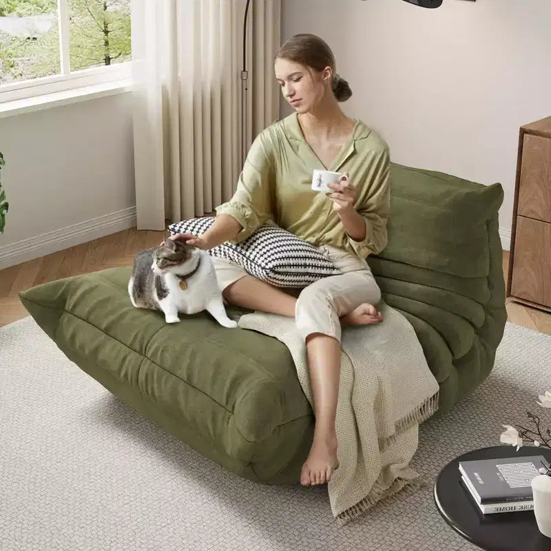 Poltrone a sacco trapuntate a mano da 90 cm, divanetto in memory foam impermeabile senza cuciture con capacità di 408 kg per soggiorno e camera da letto