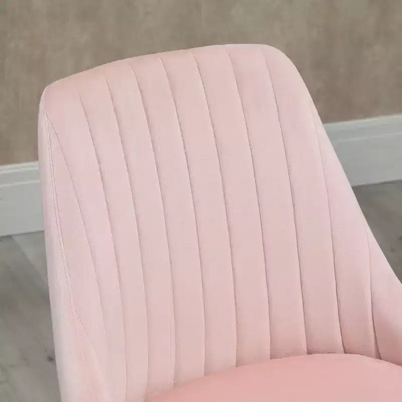 Sedia da ufficio a metà schienale, sedia da trucco in velluto con altezza regolabile e ruote girevoli a 360°, sedia imbottita comoda per ufficio, casa, rosa